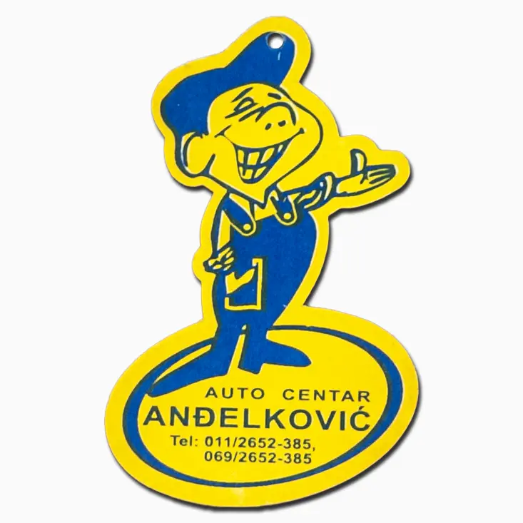 Mirisljava jelkica u obliku logoa servisa Anđelković